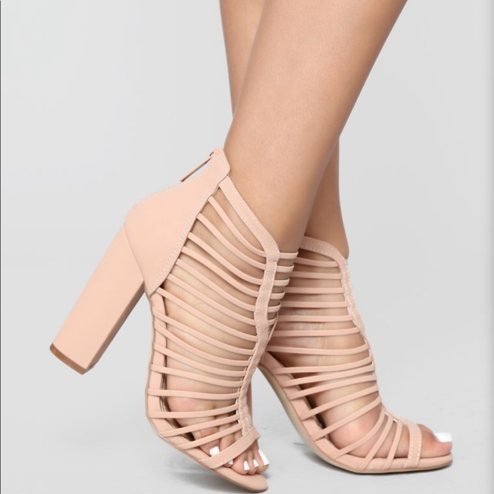 Cage Me In Block Heel - Blush